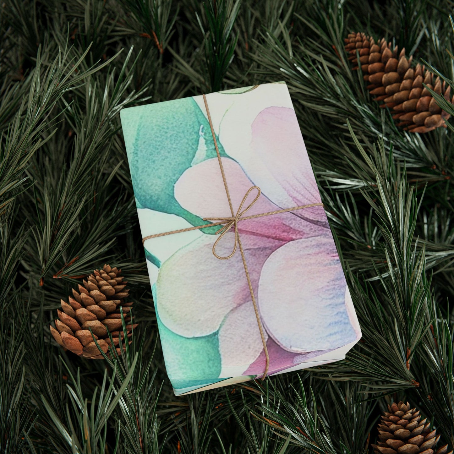 Floral Pastel Wrapping Paper Roll — Watercolor Hydrangea Gift Wrap