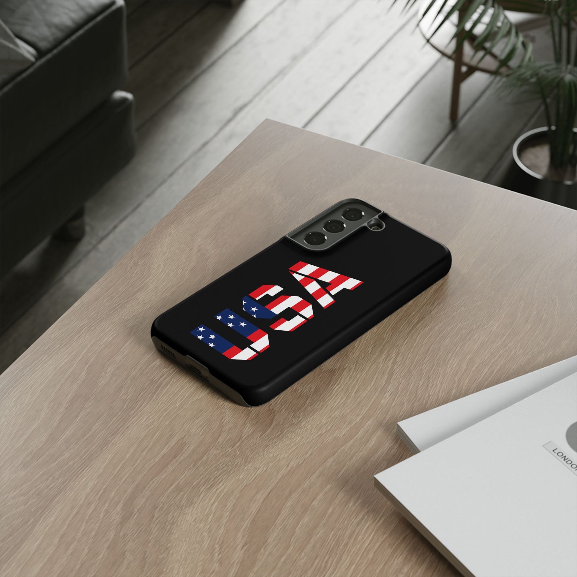 USA Phone Case with patriotic American flag design, durable tough case for iPhone by Printify