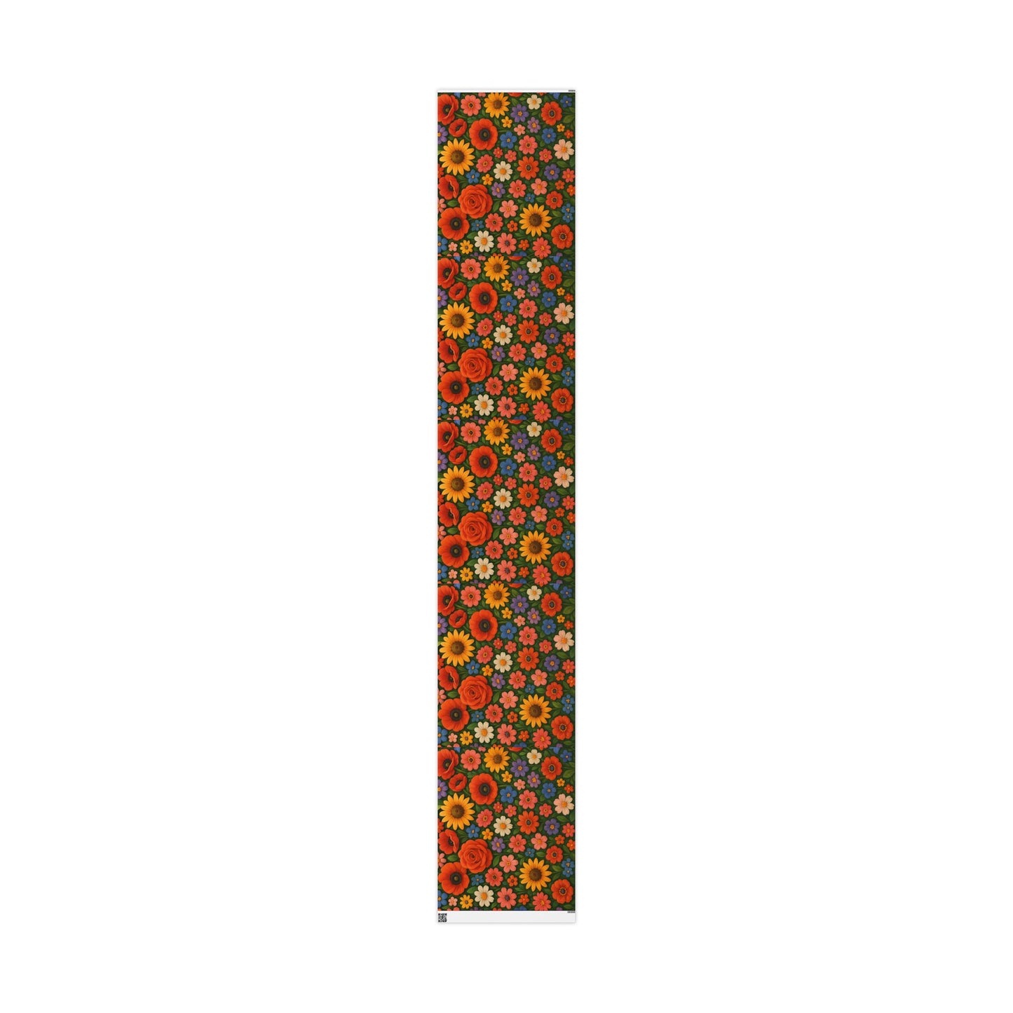 Floral Folk Art Wrapping Paper Roll — Bright Vintage Flower Gift Wrap