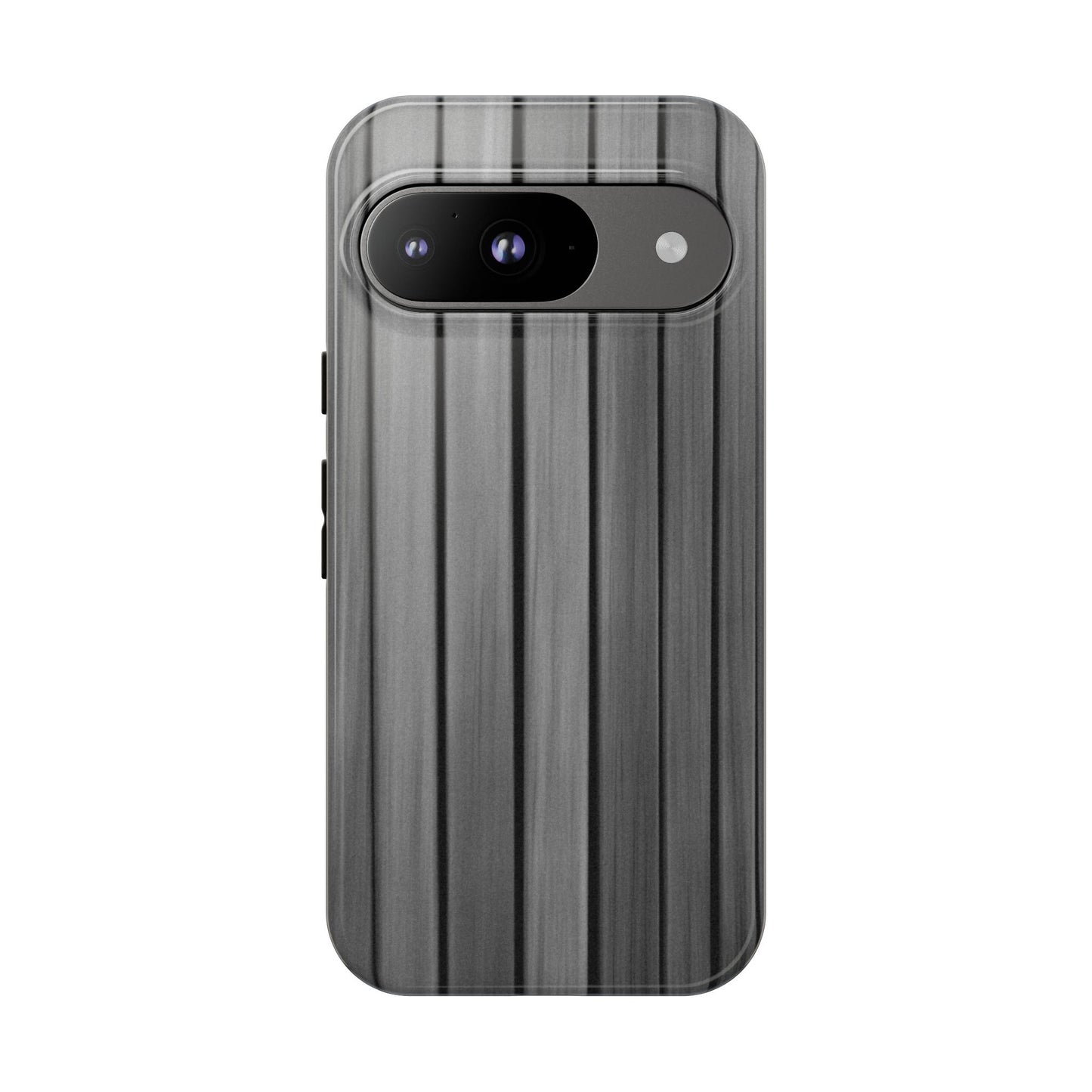 Ribbed metal texture phone case for iPhone, tough protective cover by Printify showcasing a sleek, durable design.
