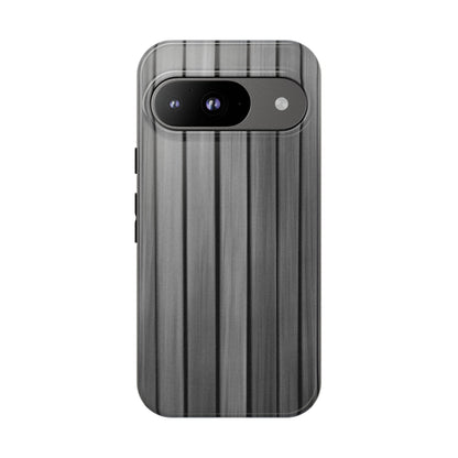 Ribbed metal texture phone case for iPhone, tough protective cover by Printify showcasing a sleek, durable design.