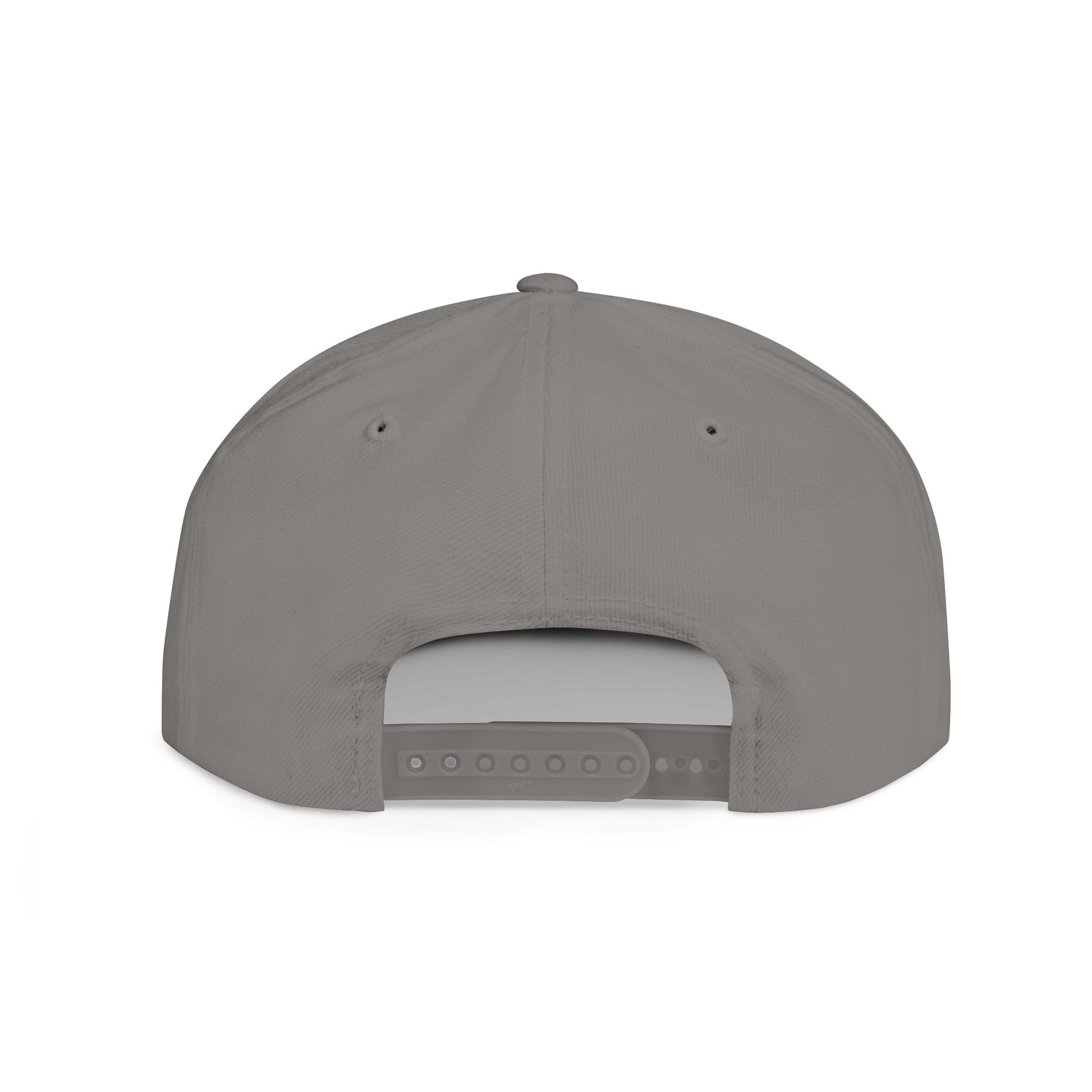 Minimalist hand gesture flat bill snapback hat by Printify, featuring a simple design and adjustable strap on a white background.