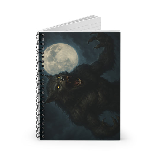Nightmare Moon Werewolf Spiral Notebook - Perfect for Horror Lovers, Journaling, Gift for Halloween, Writing, School Supplies - TRV