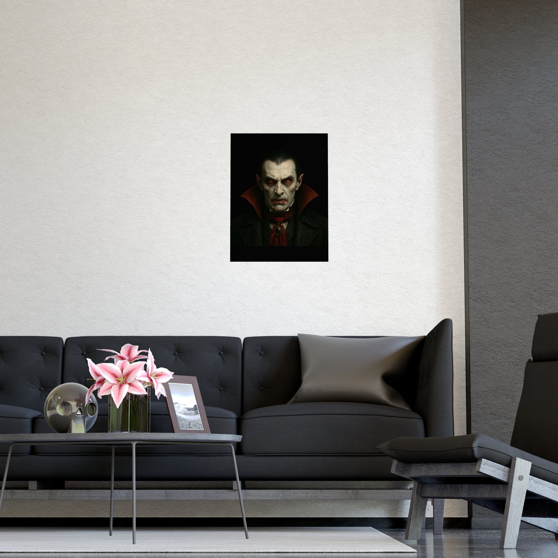 Gothic Vampire Art Poster, Spooky Wall Decor, Horror Room Accent, Perfect for Halloween, Gothic Decor, Home Office Artwork - TRV