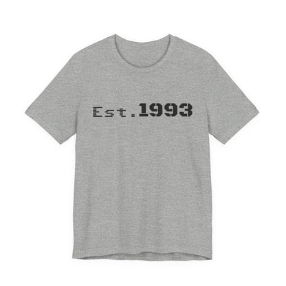 Vintage 1993 Est. T-Shirt by Printify showing a classic design, comfortable fit, and casual style for year-born fashion.