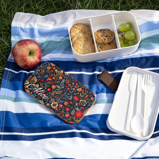 Personalized Floral Bento Lunch Box with custom name and floral print - view 1