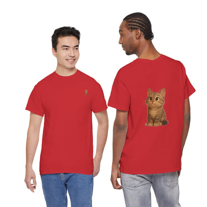 Cute brown kitten graphic T-shirt for cat lovers, featuring a cozy design on a comfortable Printify T-shirt.