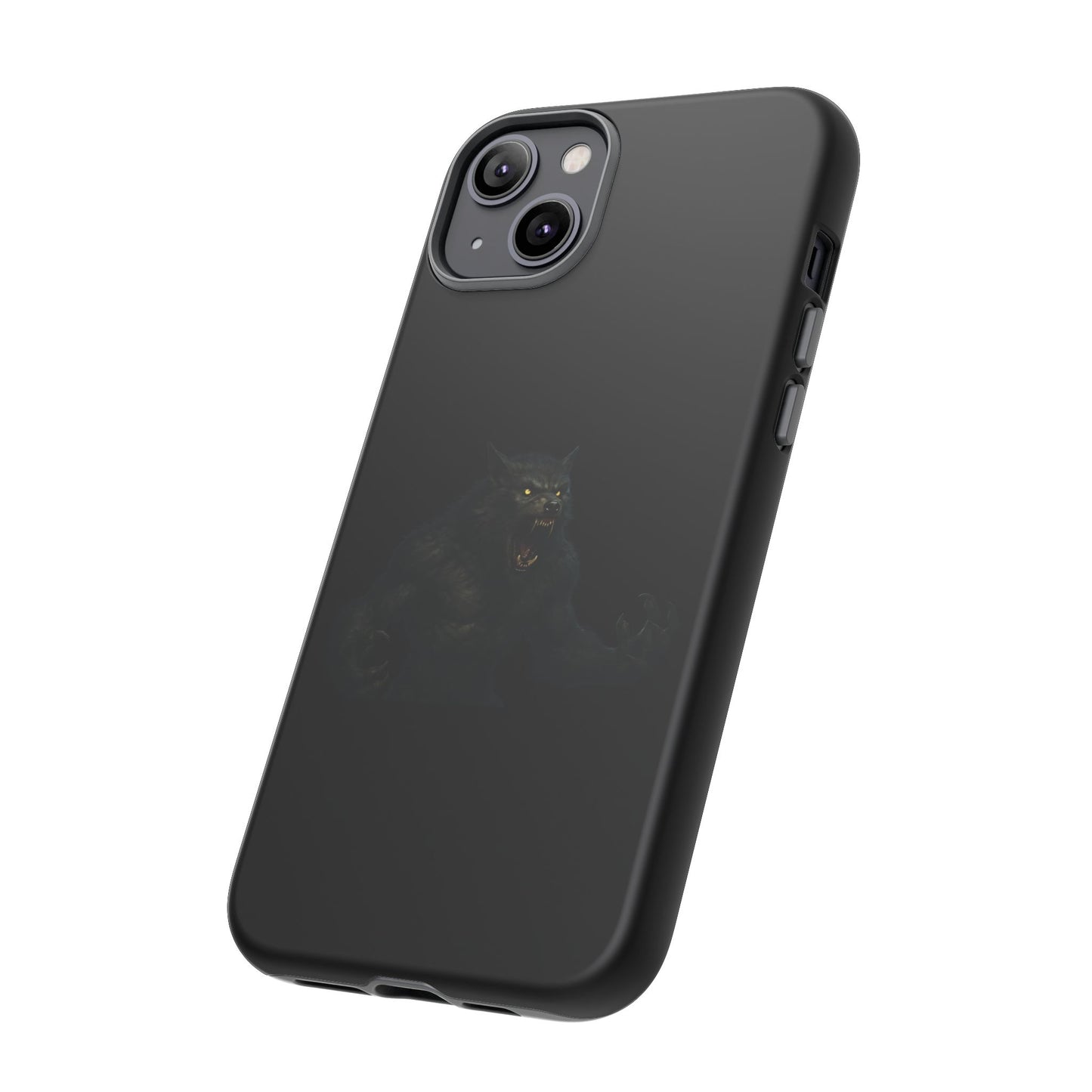 Werewolf phone case with dark monster graphic, tough protective design, suitable for smartphones, by Printify.