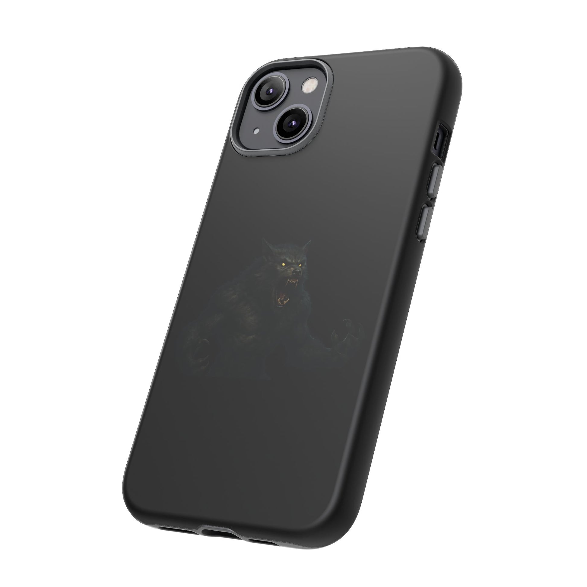 Werewolf phone case with dark monster graphic, tough protective design, suitable for smartphones, by Printify.