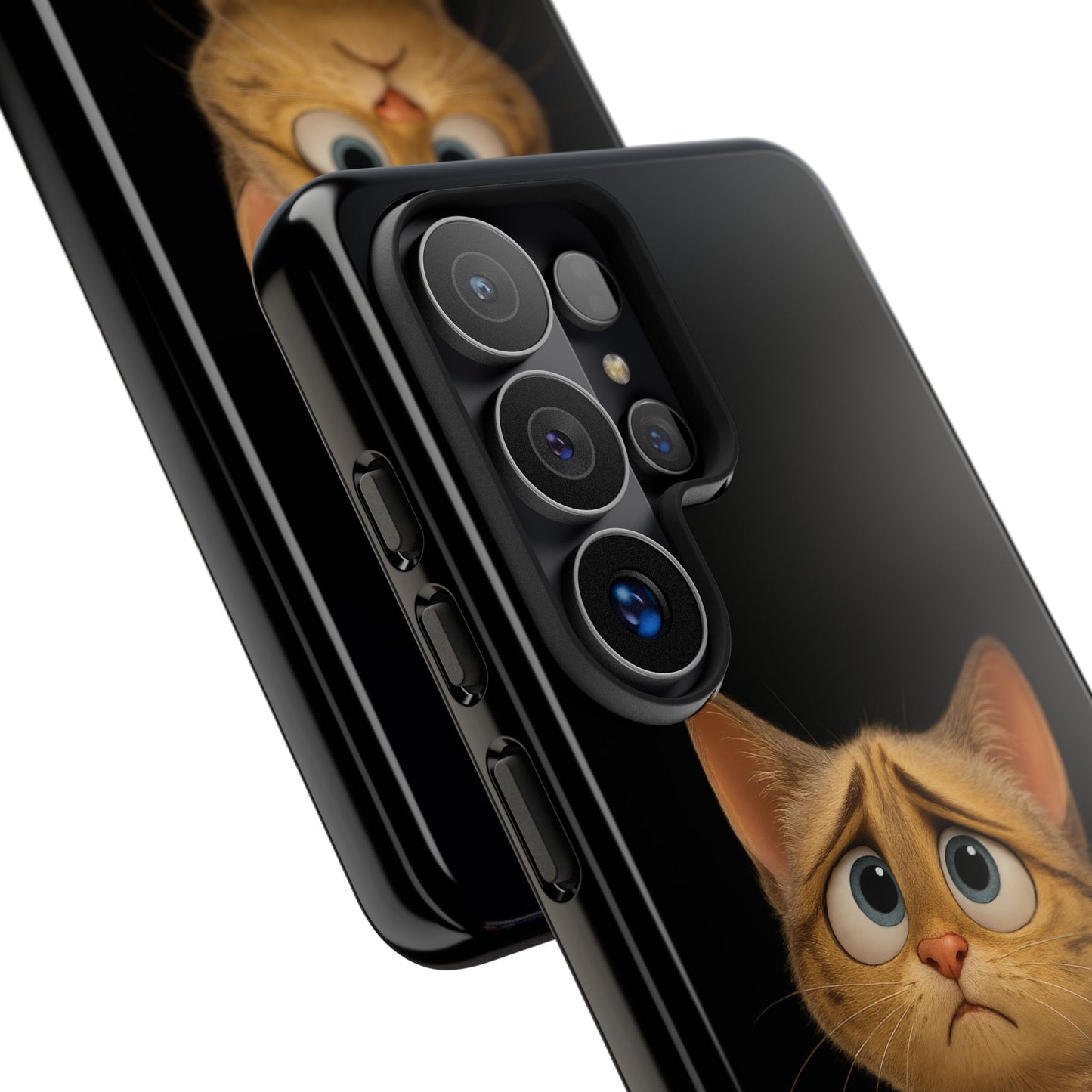 Cute sad kitty print phone case for iPhone, protective cover featuring a sad cat design from Printify.