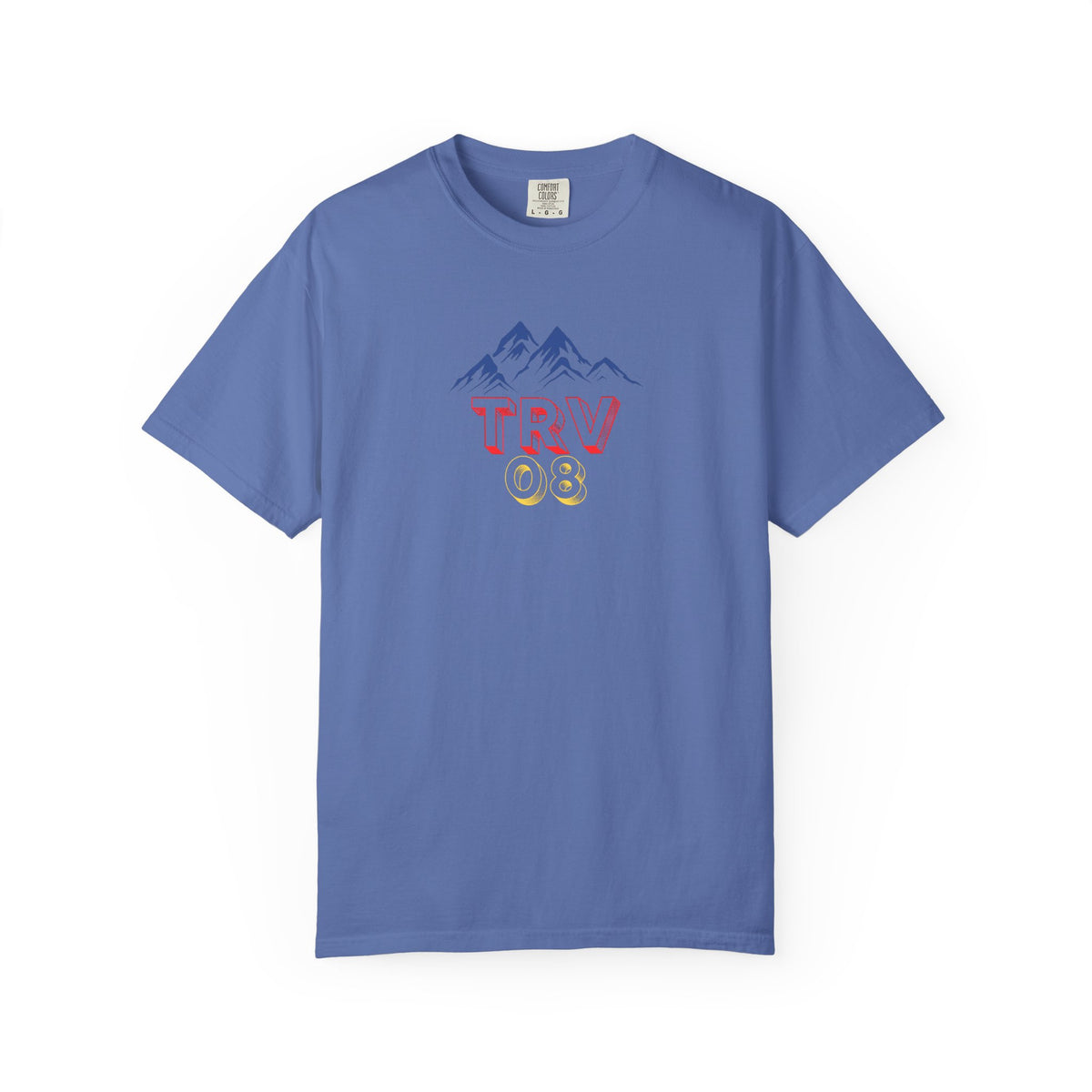 Unisex garment-dyed T-shirt with TRV08 Logo, made by Printify, showing a comfortable fit and casual style.