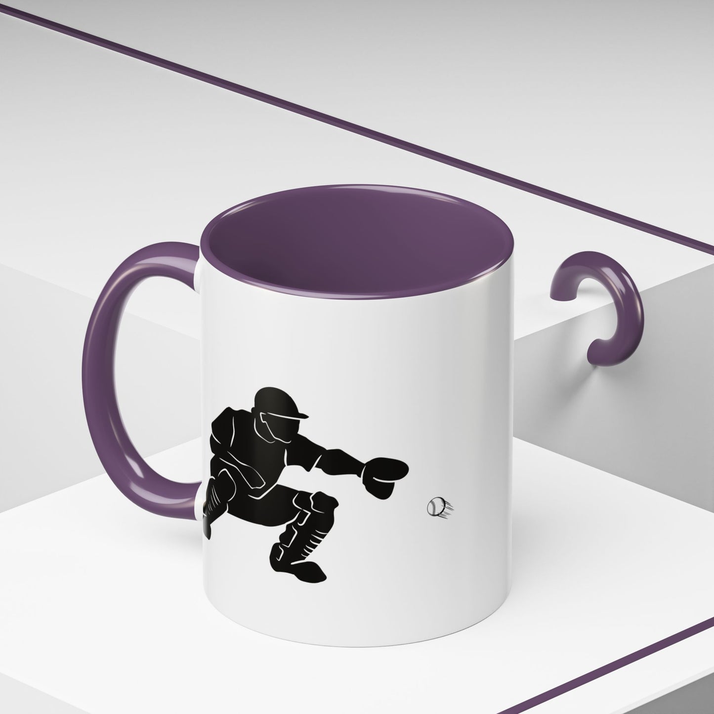 Baseball Catcher Coffee Mug, Sports Gift for Coaches, Black Accent Mug for Fans, Perfect for Birthdays & Celebrations, Unique Cup - TRV