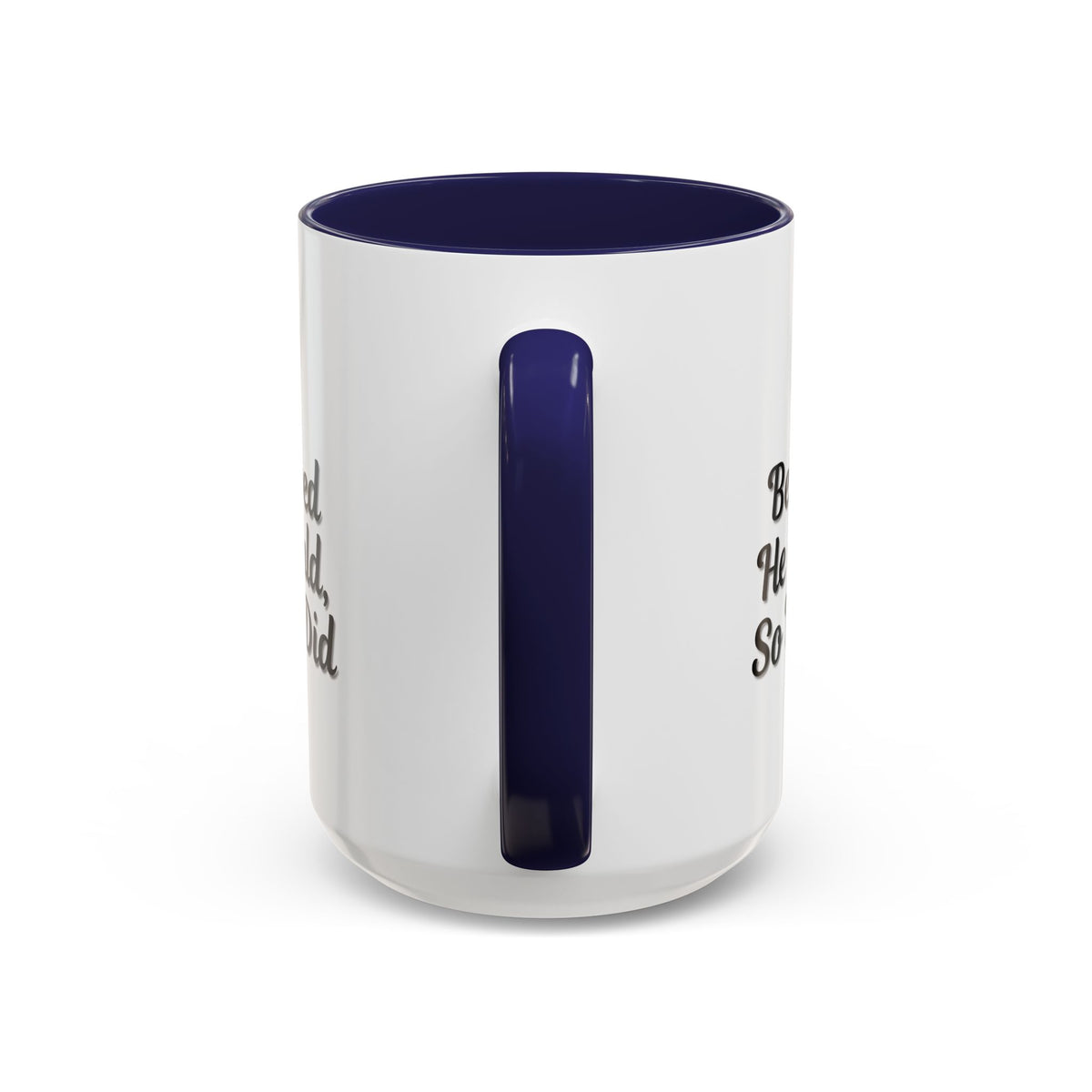 Inspirational Coffee Mug by Printify with the phrase "He Believed He Could So He Did" in elegant black lettering on a white ceramic mug.