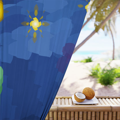 Blue Night Sky Window Curtain with Stars — Single Panel Decorative Curtain