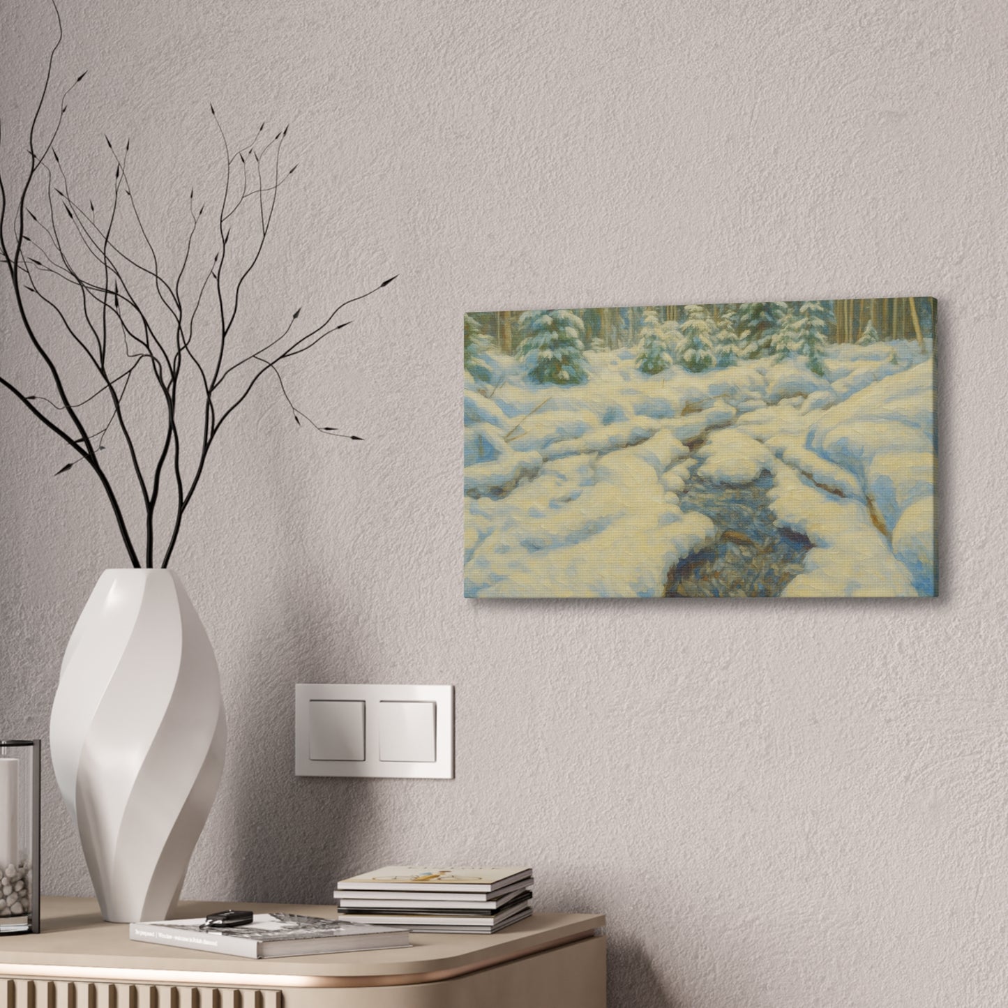 Winter Landscape Canvas Art, Nature Decor, Gallery Wall Art, Cozy Home Accent, Winter Wonderland Painting - TRV