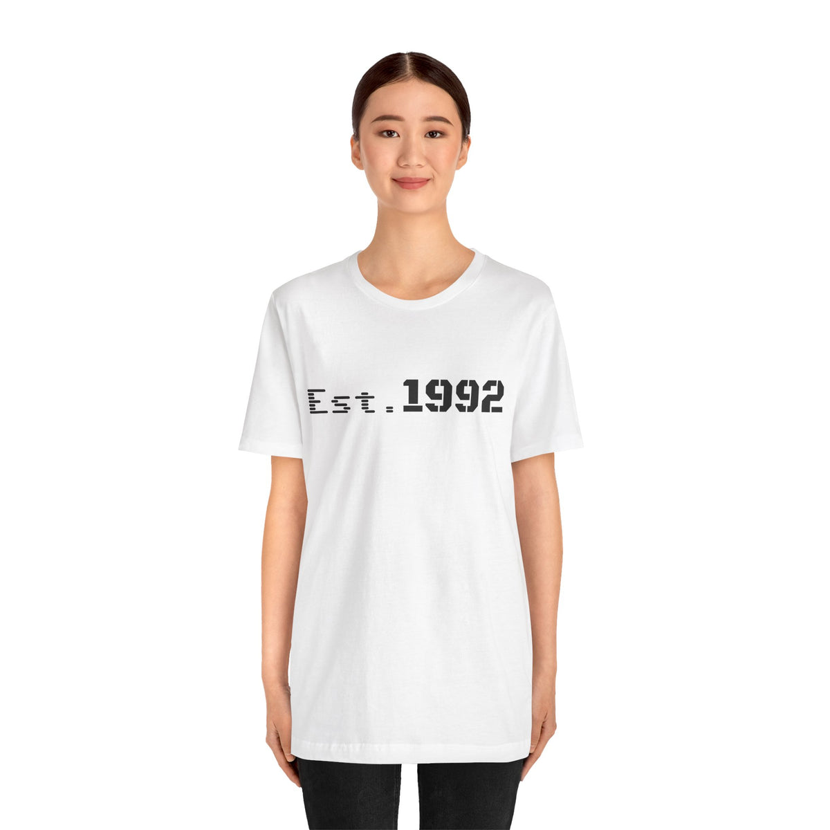 Retro vintage Est. 1992 T-shirt by Printify featuring bold birth year design on a classic cotton tee.