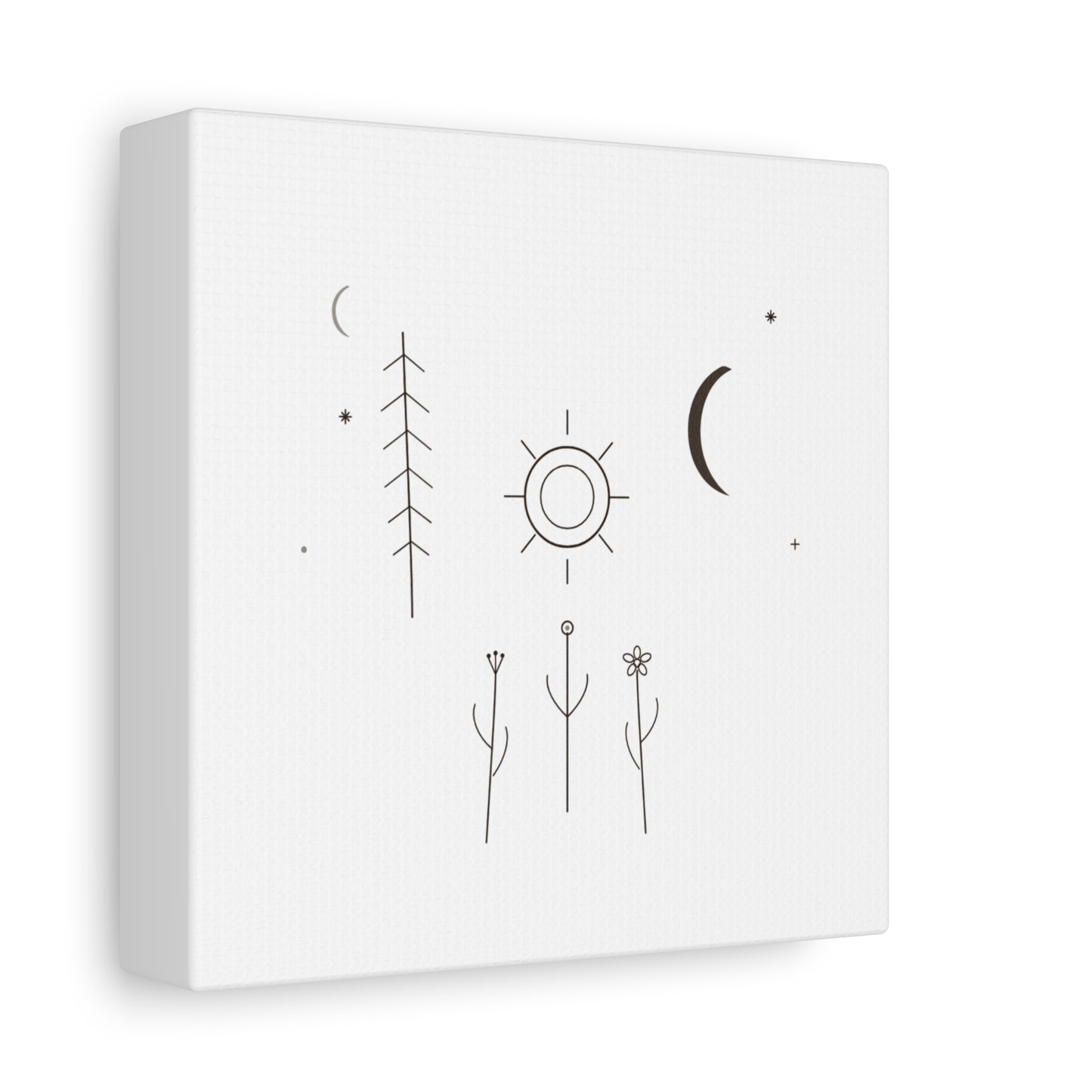 Minimal Sun Moon Botanical Canvas | Stretched Matte Wall Art