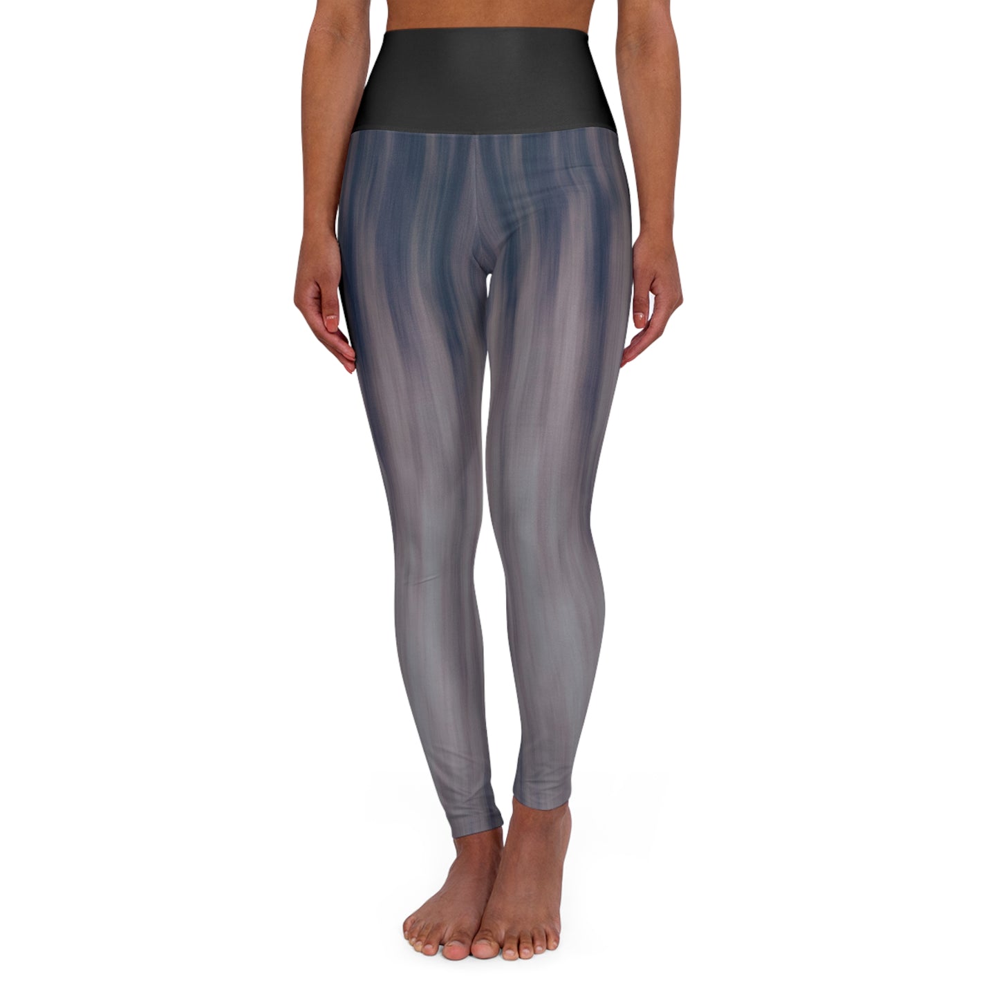Abstract Blue Gray Marble High Waisted Yoga Leggings