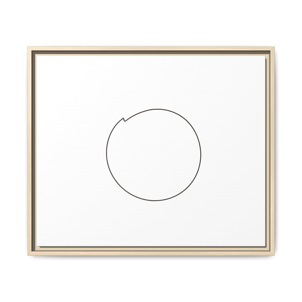 Framed matte canvas wall art featuring a minimal circular line design, by Printify, perfect for modern home decor.