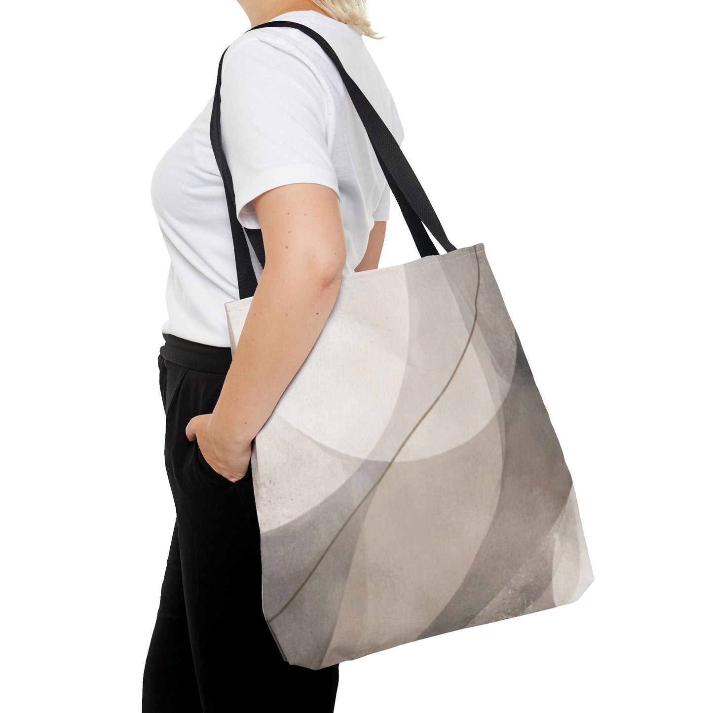 Neutral Abstract Watercolor Waves Tote Bag | All-Over Print