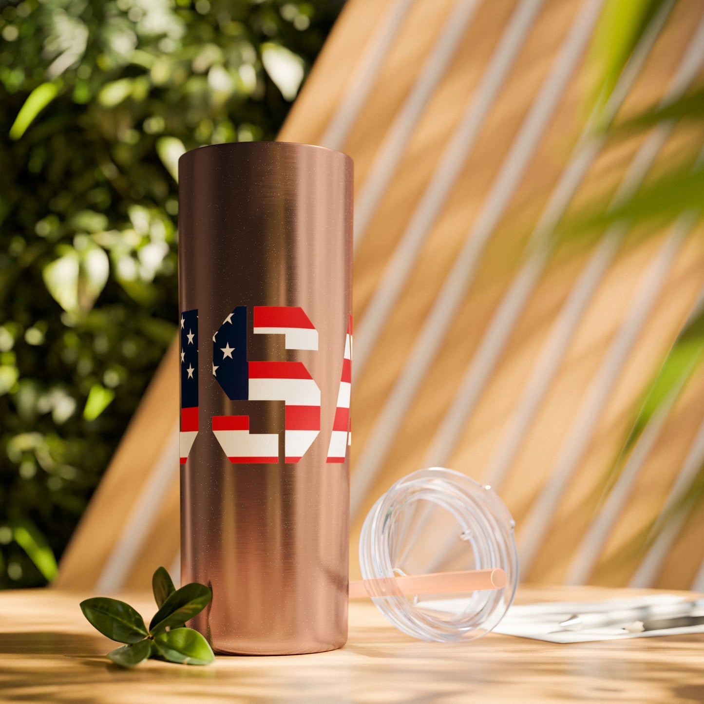 Skinny Tumbler — USA Flag 20oz Straw Tumbler (Patriotic Travel Cup)