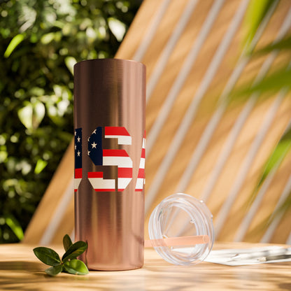 Skinny Tumbler — USA Flag 20oz Straw Tumbler (Patriotic Travel Cup)