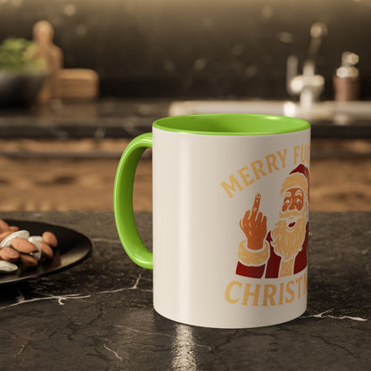 Merry Fucking Christmas Mug — Funny Santa Middle Finger Coffee Cup (11oz & 15oz)