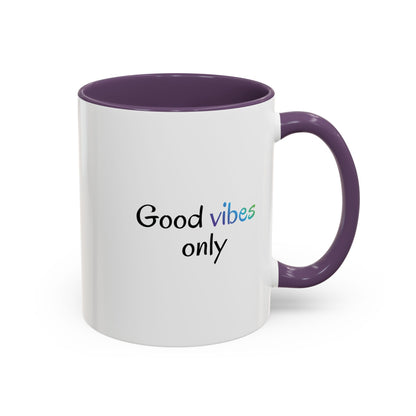 Printify Good Vibes Only accent coffee mug with positive inspirational message and a cheerful design.
