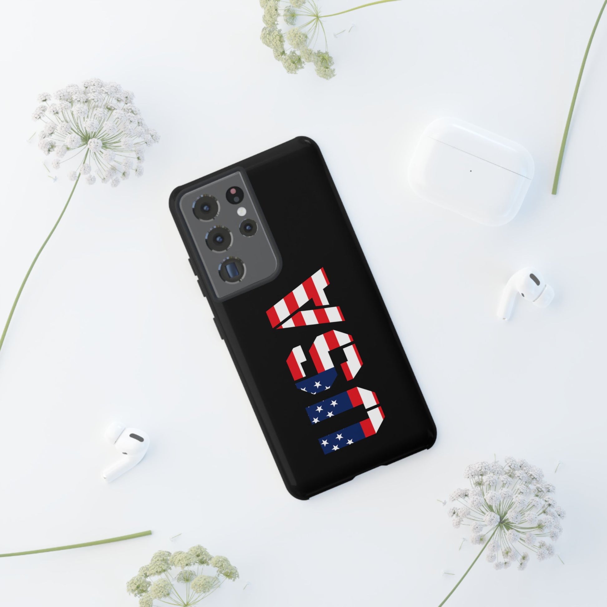 USA patriotic American flag phone case by Printify featuring a tough protective design with vibrant flag imagery.