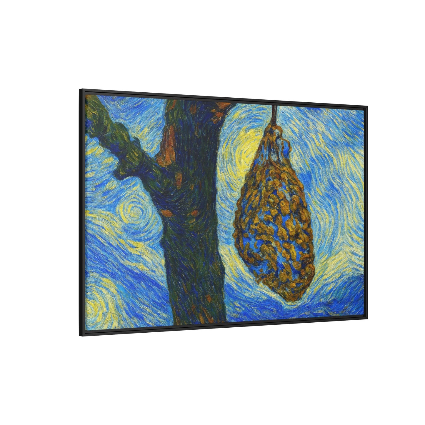 Framed matte canvas art featuring a starry nut cluster with dried plum colors, showcasing detailed botanical artwork.