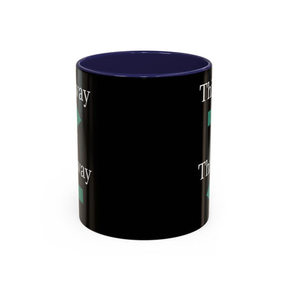 Ceramic coffee mug with "This Way or That Way" arrow design, 11oz or 15oz size, featuring a printed arrow accent.
