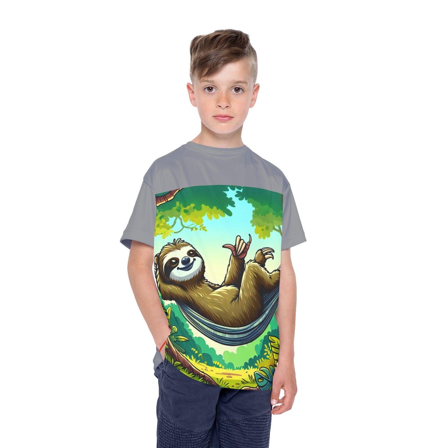 Sloth-Inspired Kids Sports Jersey - Playful, Fun, Athletic Wear for Young Sport Enthusiasts, Birthday Gift, Summer Camp, Outdoor Play - TRV