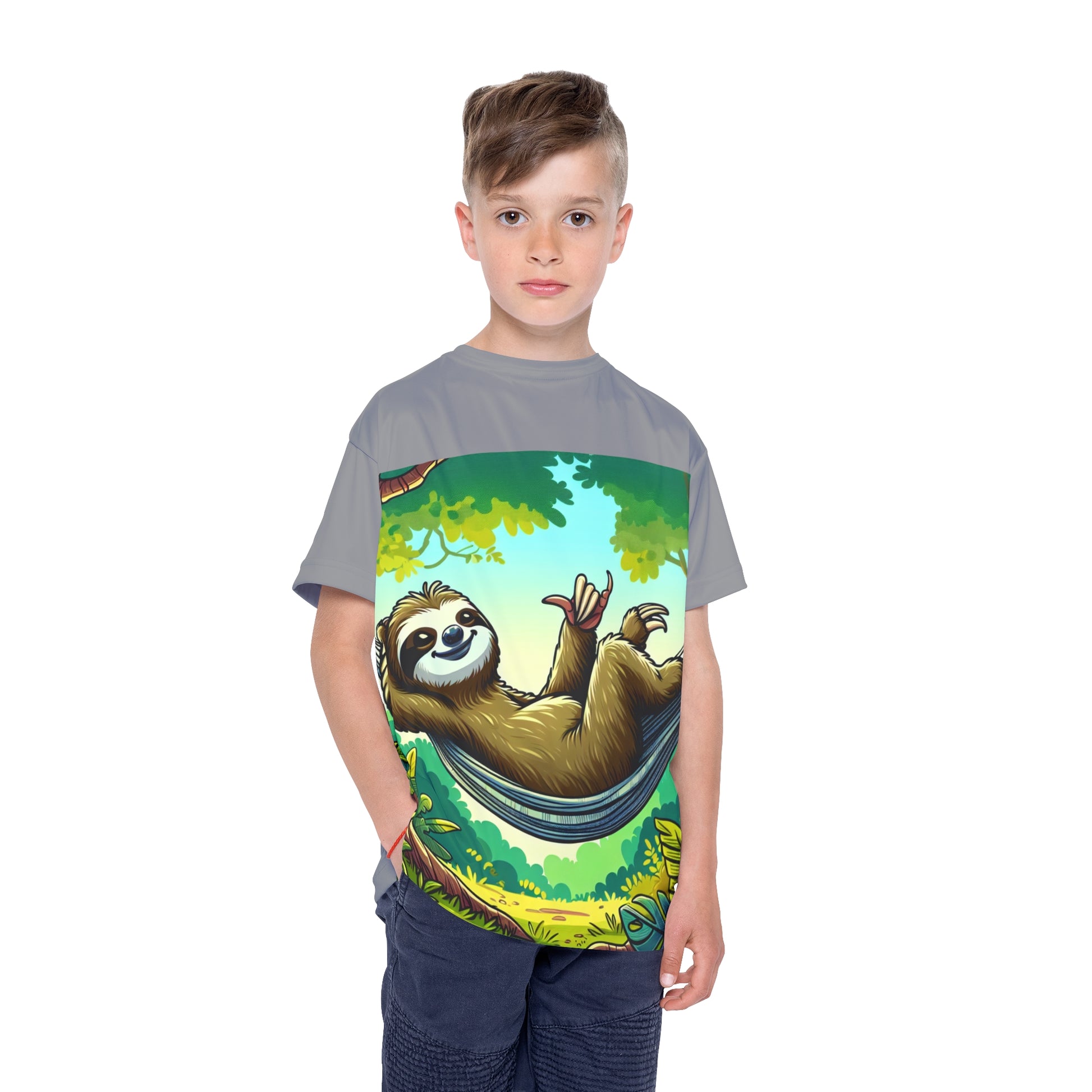 Sloth-Inspired Kids Sports Jersey - Playful, Fun, Athletic Wear for Young Sport Enthusiasts, Birthday Gift, Summer Camp, Outdoor Play - TRV