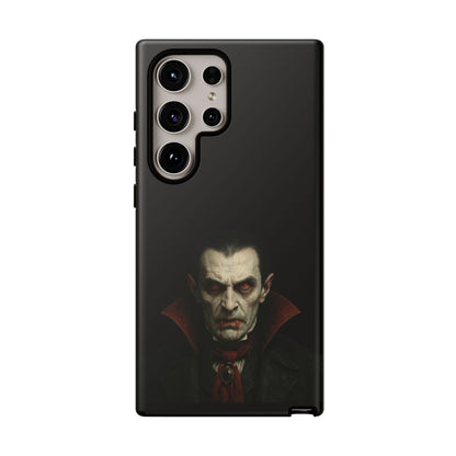 Gothic vampire portrait phone case for iPhone featuring Dracula horror design on a Printify cover.