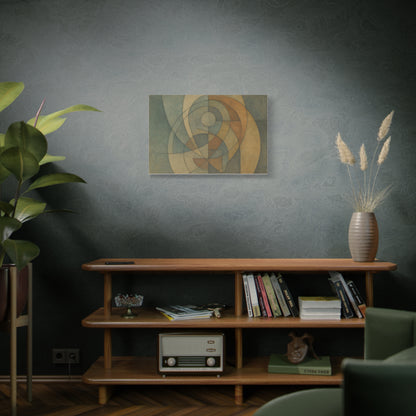 Abstract geometric circles on matte canvas print by Printify, modern wall art with colorful circular patterns.