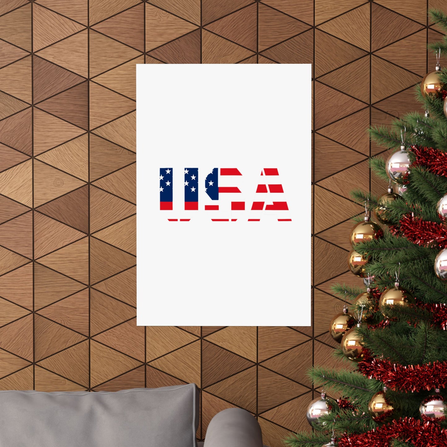 USA Patriotic Wall Art Poster, Red White Blue Home Decor, Fourth of July Decoration, American Flag Art, Independence Day Gift