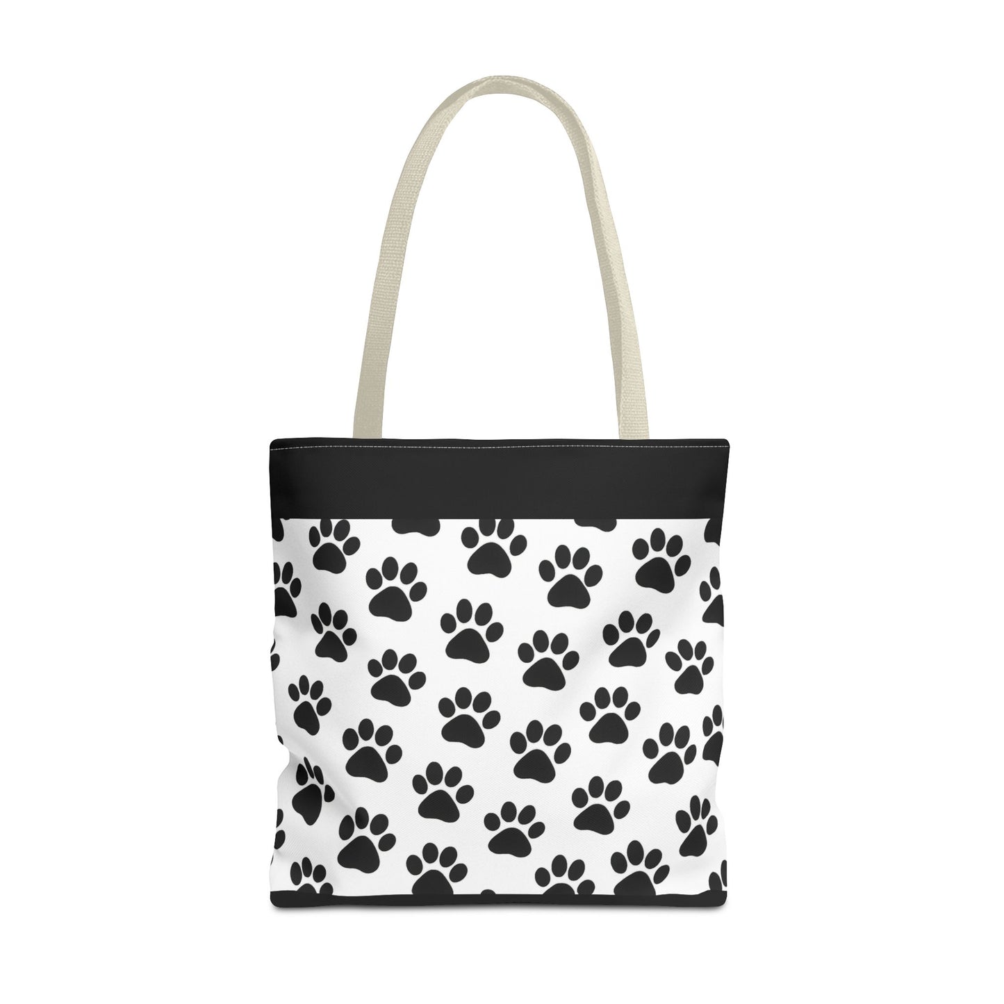 Eco-friendly tote bag with paw print design from Printify, perfect for dog and cat lovers, made of durable carryall material.