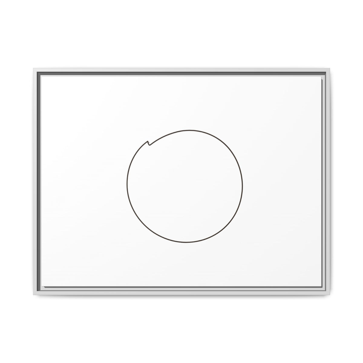 Framed matte canvas wall art featuring a minimal circular line design, showcasing modern abstract decor by Printify.