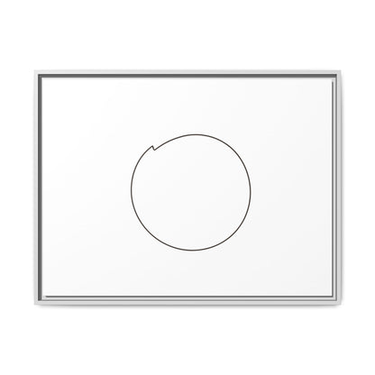 Framed matte canvas wall art featuring a minimal circular line design, showcasing modern abstract decor by Printify.
