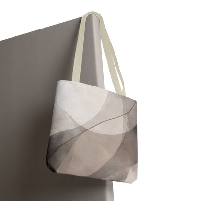 Neutral Abstract Watercolor Waves Tote Bag | All-Over Print