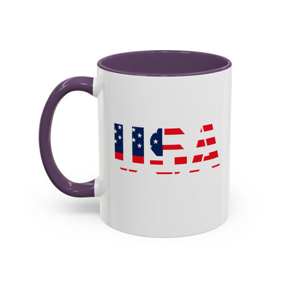 USA Flag Accent Coffee Mug — Patriotic 11/15oz Ceramic Coffee Cup