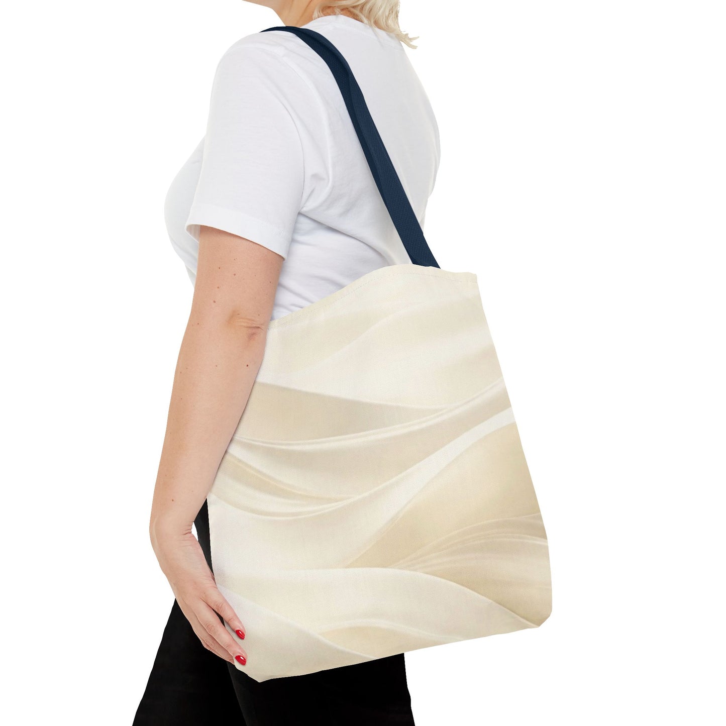 Cream Abstract Waves Tote Bag | Neutral Swirl Pattern