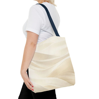 Cream Abstract Waves Tote Bag | Neutral Swirl Pattern