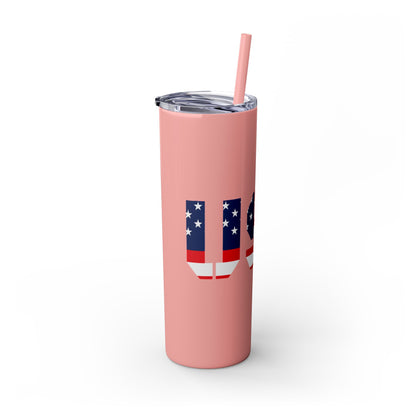 Skinny Tumbler — USA Flag 20oz Straw Tumbler (Patriotic Travel Cup)