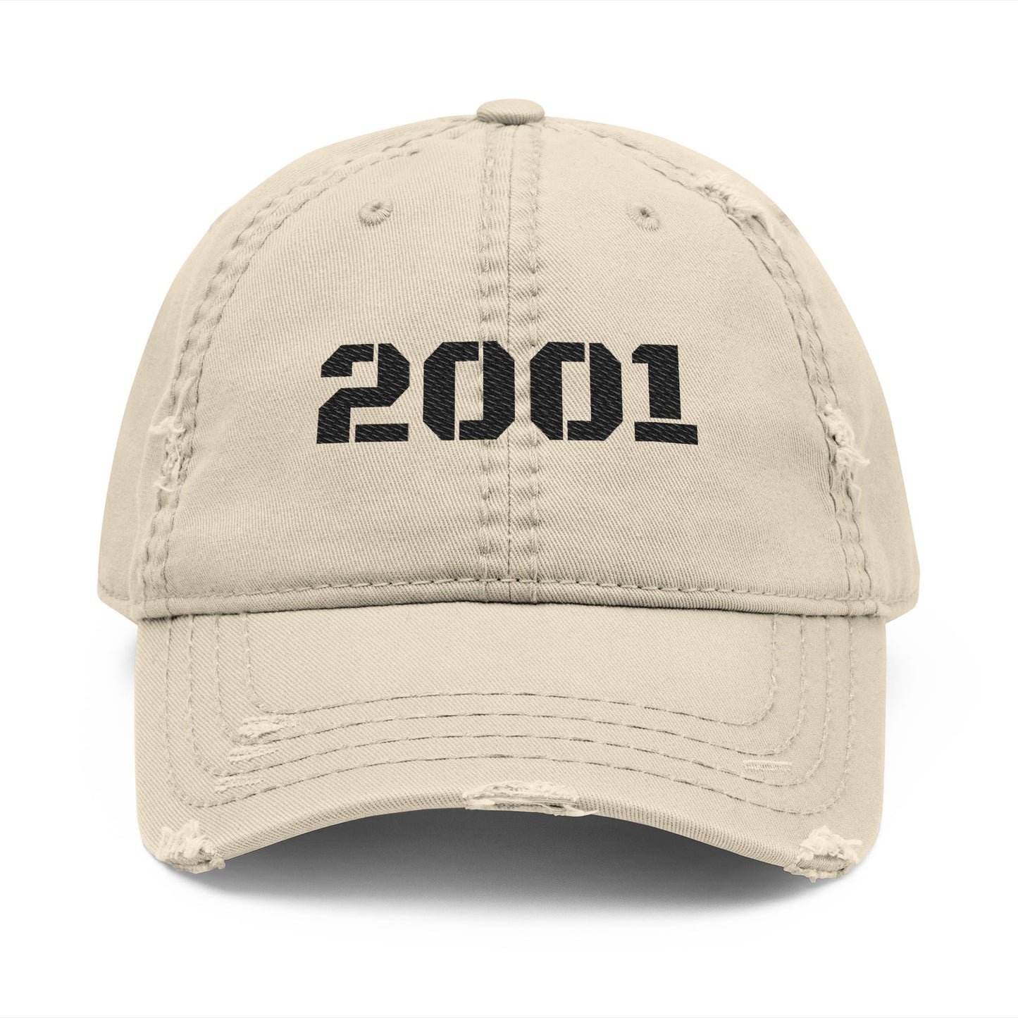 Distressed Dad Hat with 2001 Embroidery, Vintage Cap for Men, Trendy Gift for Dads, Casual Wear, Unisex Baseball Hat - TRV