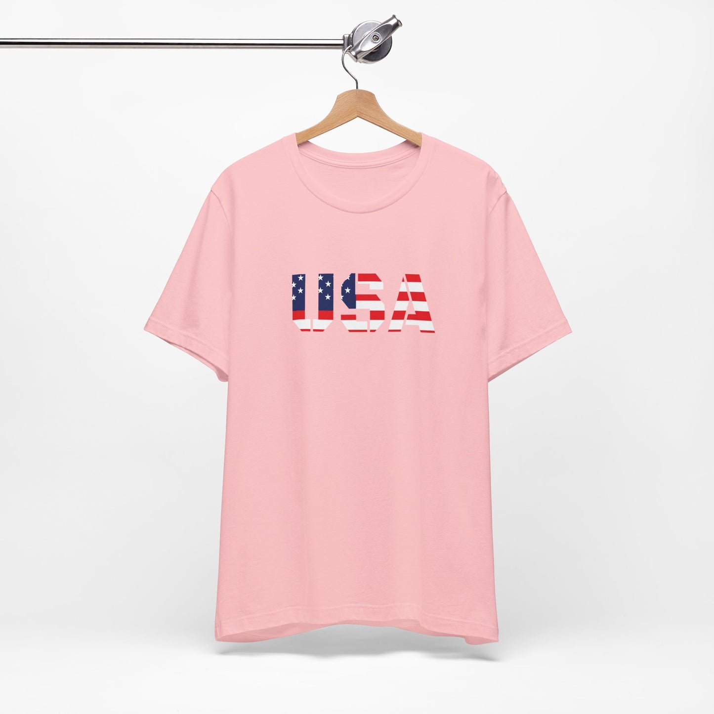 USA Flag Text Tee — Patriotic Fourth of July T-Shirt