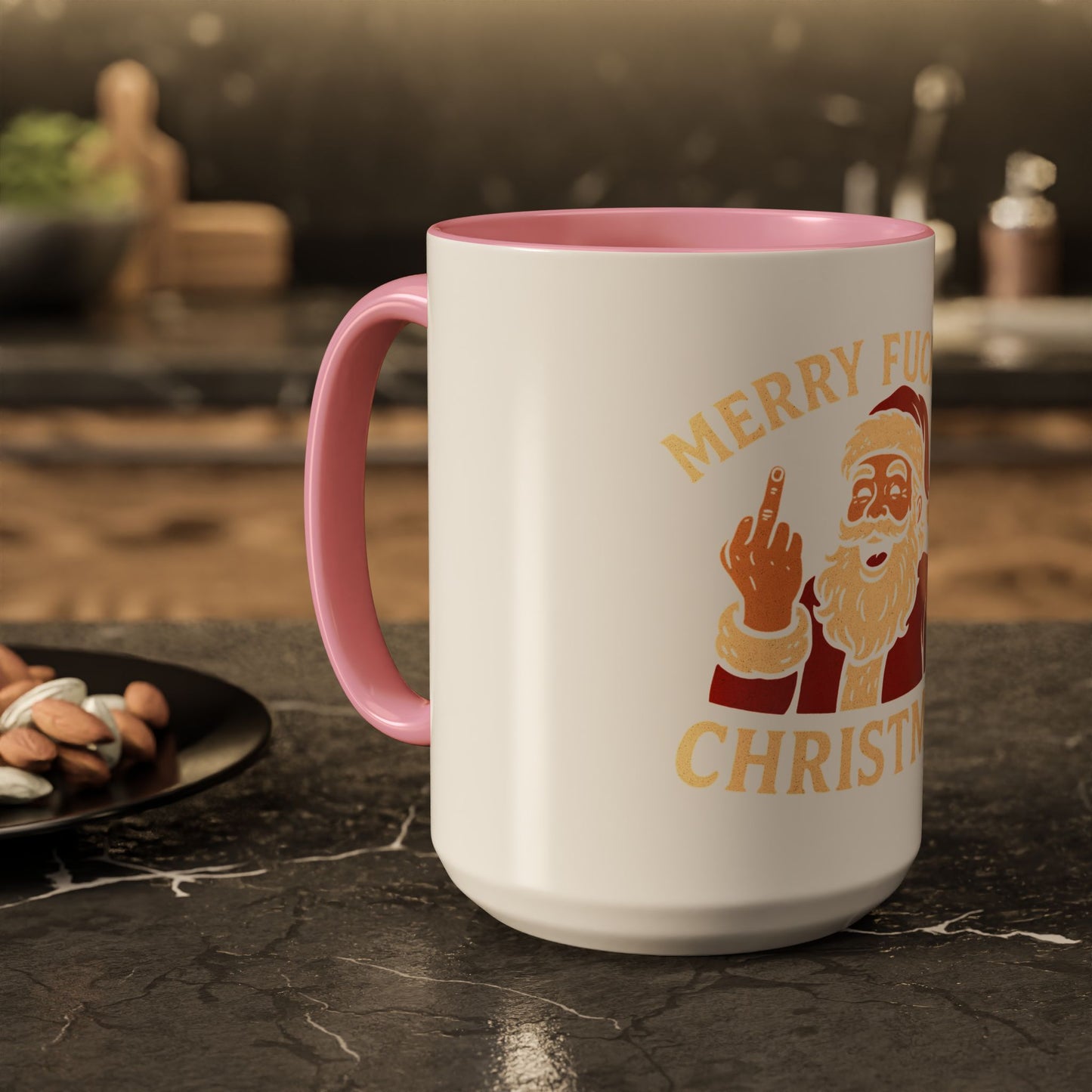 Merry Fucking Christmas Mug — Funny Santa Middle Finger Coffee Cup (11oz & 15oz)