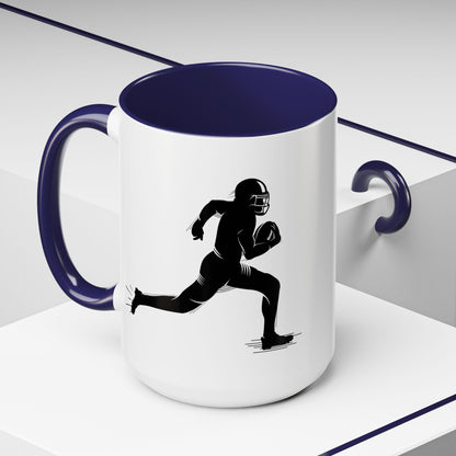 Football Player Themed Accent Coffee Mug, Sports Fan Gift, Unique Mug for Athletes, Coffee Lover, Game Day Essential - TRV