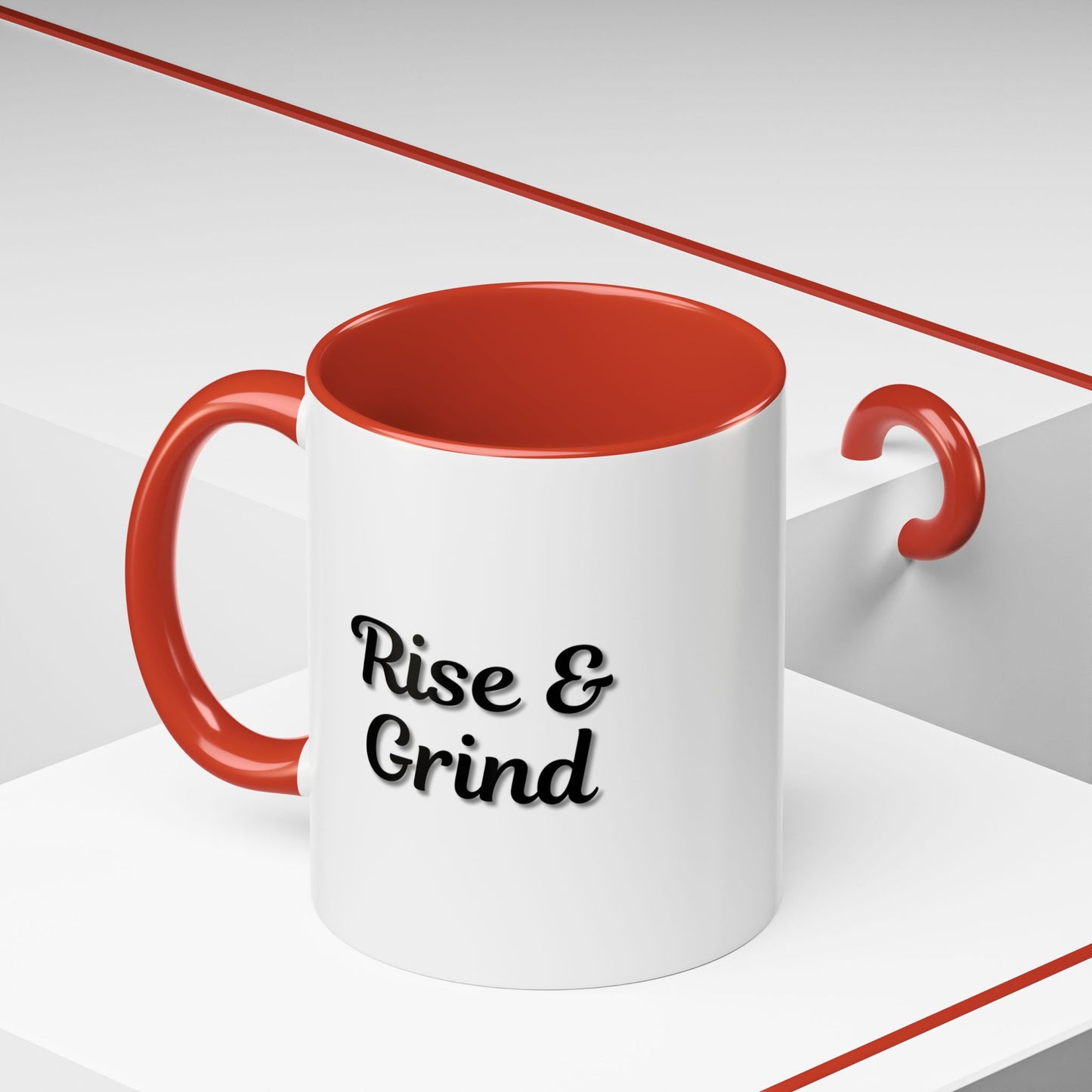Motivational Rise & Grind Coffee Mug, Black Accent Mug, Daily Inspiration, Gift for Coffee Lovers, 11oz 15oz Ceramic Cup