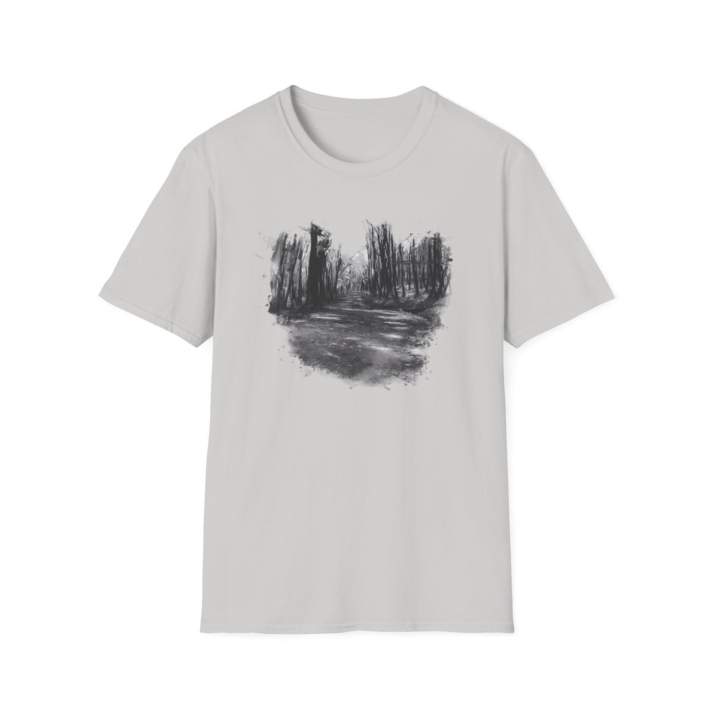 Unisex Softstyle T-Shirt with Abstract Landscape Art, Casual Wear, Gift for Art Lovers, Everyday Fashion, Nature Inspired Tee - TRV